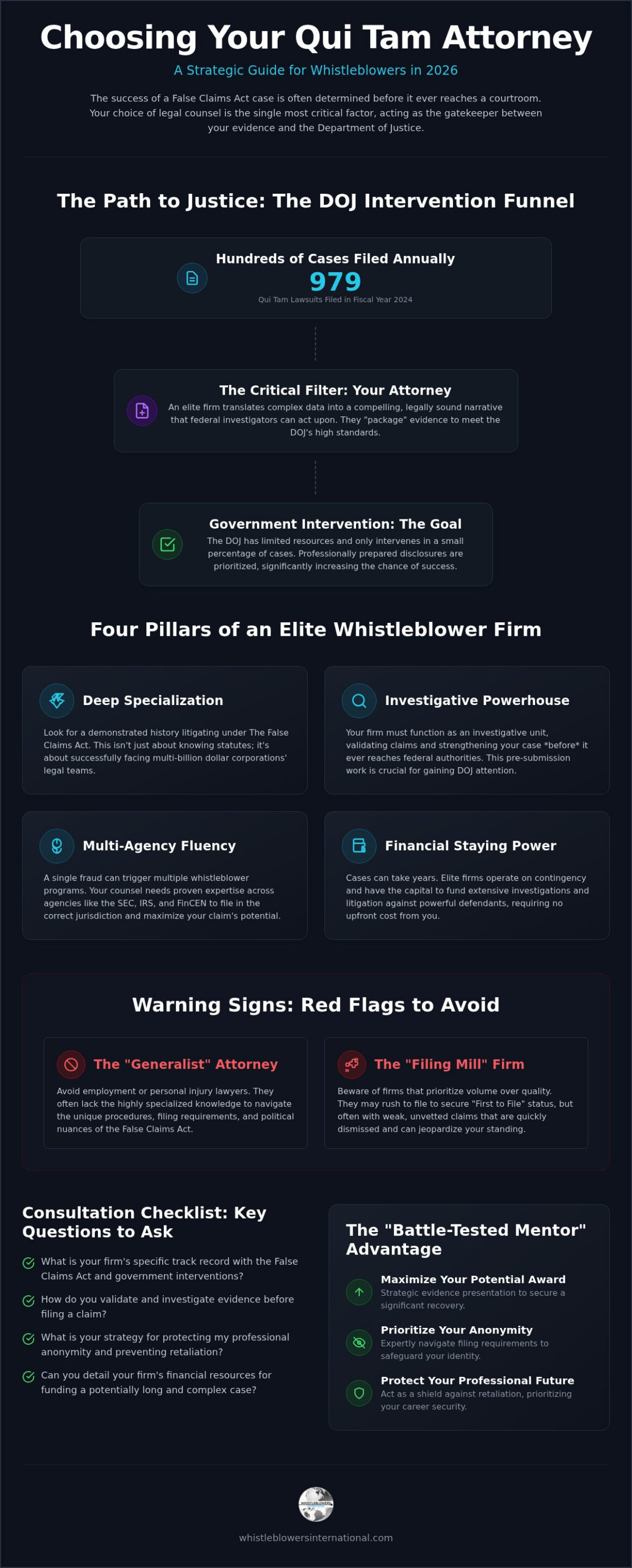 Choosing a Qui Tam Attorney: 2026 Whistleblower Guide