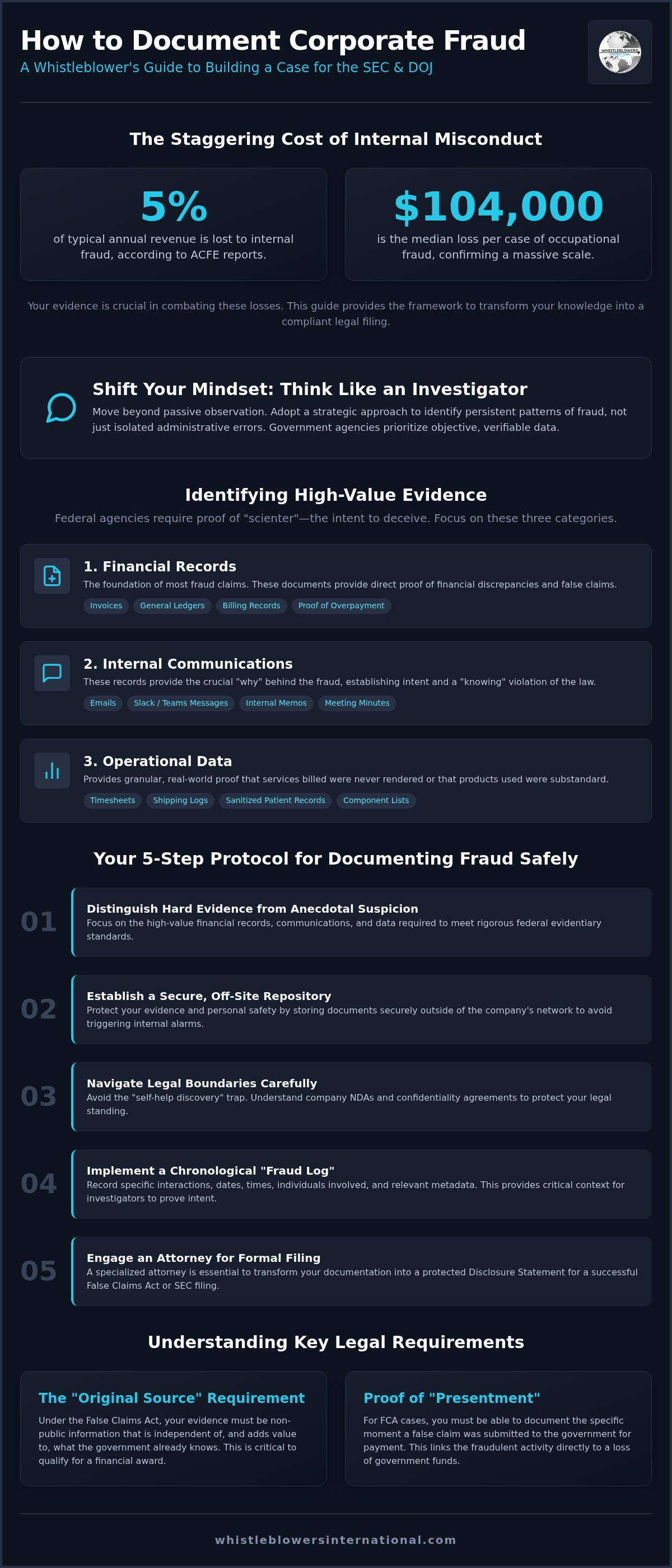 Documenting Corporate Fraud: 2026 Whistleblower Guide